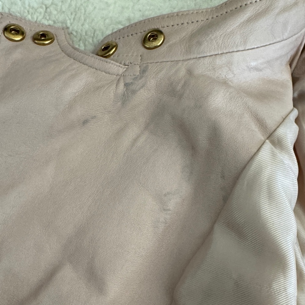 Polo By Ralph Lauren Blush Leather Jacket With Gold Details View 6
